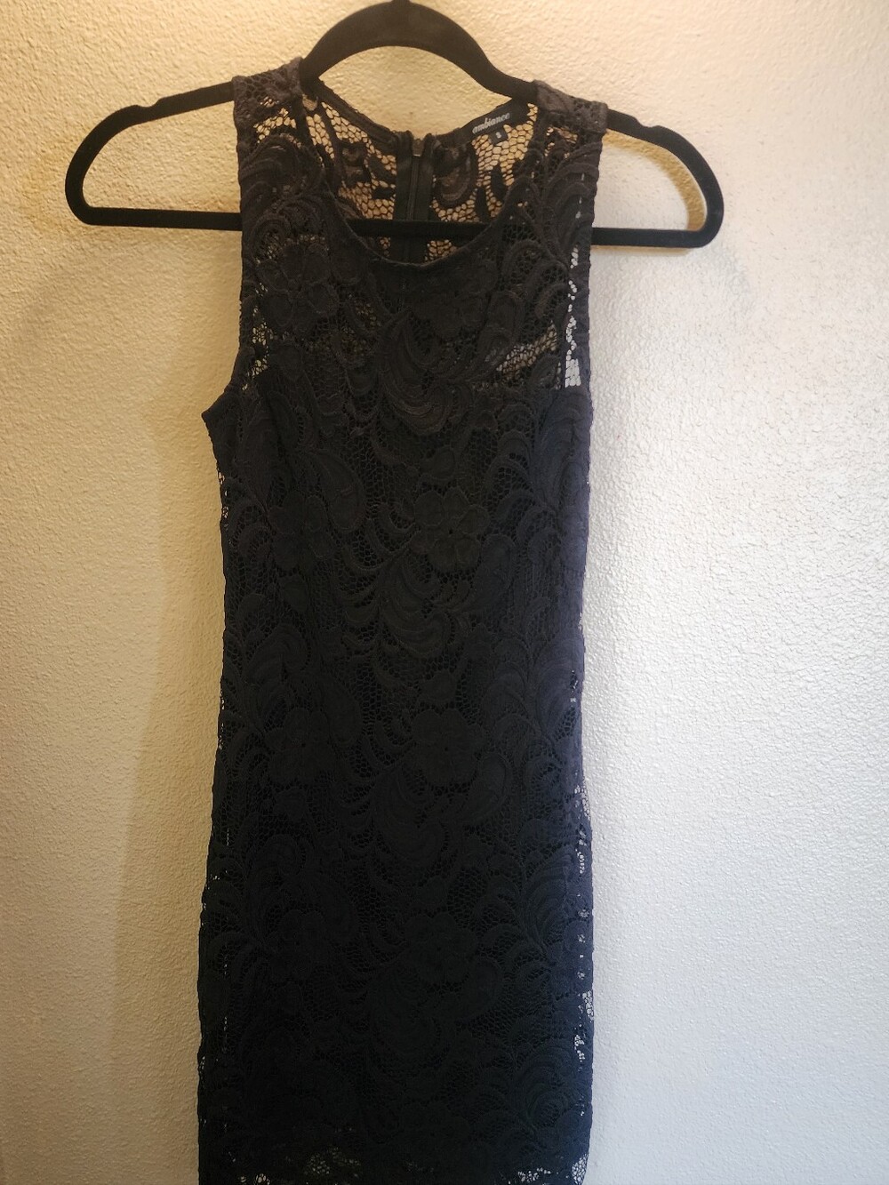 Sleeveless Navy Lace Sheath Dress